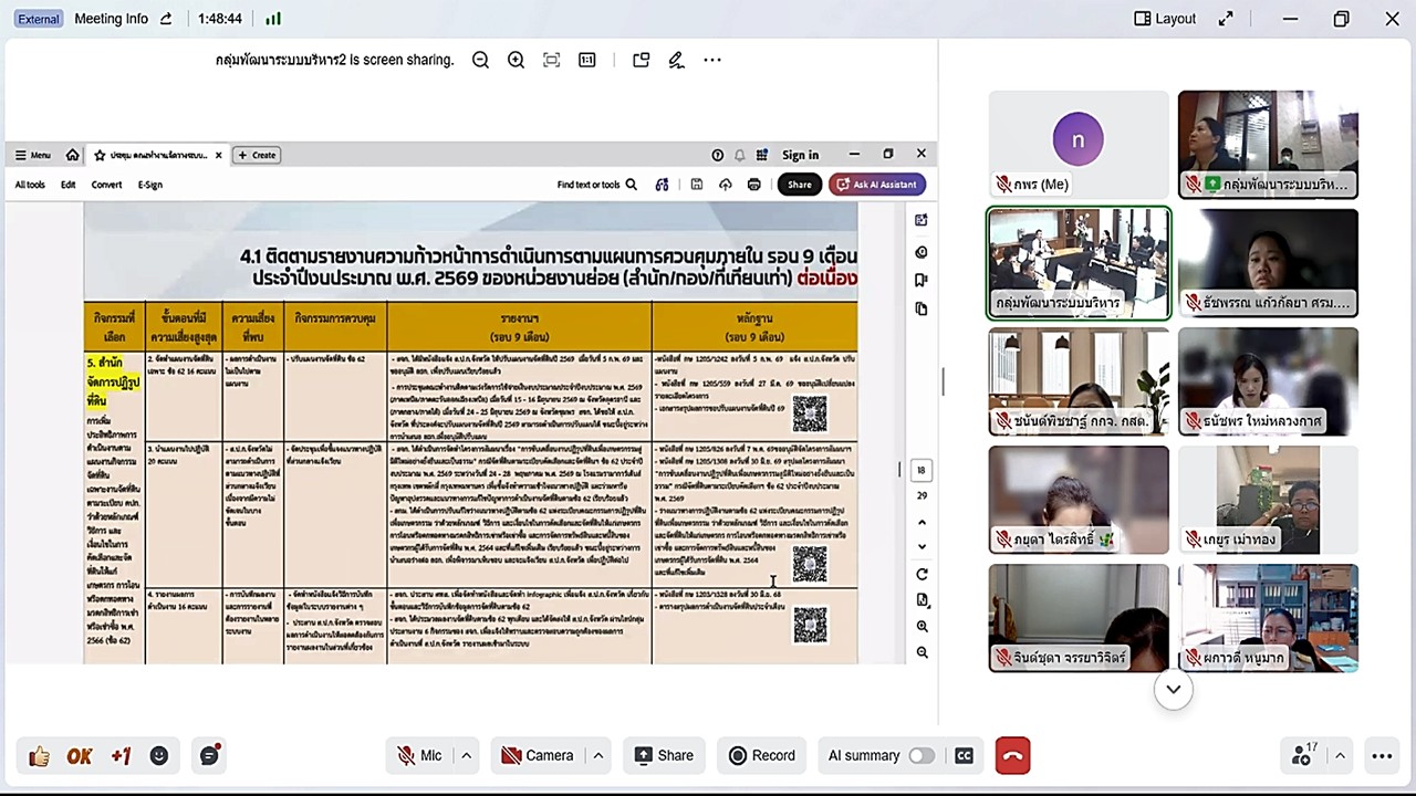 title - ประชุมคณะทำงานจัดวางระบบควบคุมภายใน และบริหารความเสี่ยงของสำนักงานการปฏิรูปที่ดินเพื่อเกษตรกรรม ครั้งที่&nbsp;2/2569 พร้อมประชุมผ่านระบบออนไลน์&nbsp;GDCC Space Plus